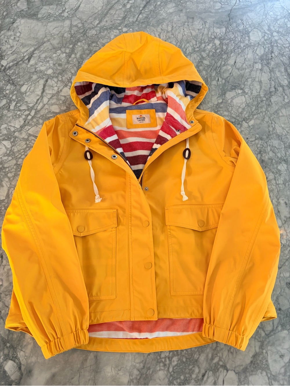 Marine Layer Seattle Raincoat in Old Gold - Picture 2 of 4